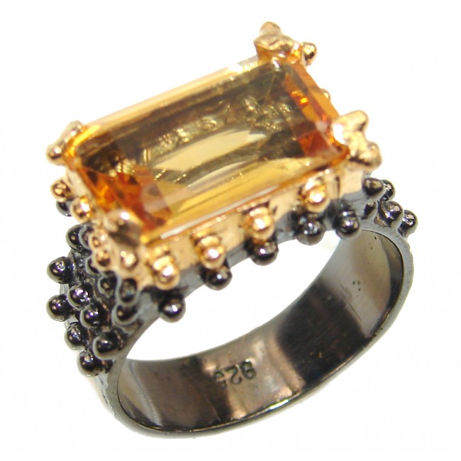 Vintage Style Citrine .925 Sterling Silver handmade Ring s. 8