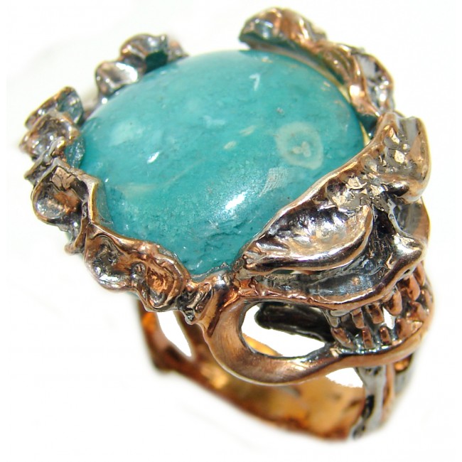 Golden Skull Authentic Turquoise black rhodium over .925 Sterling Silver ring; s. 8 1/4