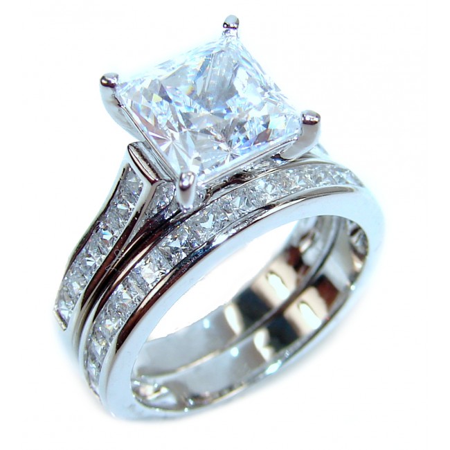 Spectacular White Topaz .925 Sterling Silver stack up ring; s. 7