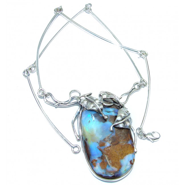 Sweet Melody Australian Boulder Opal .925 Sterling Silver brilliantly handcrafted necklace