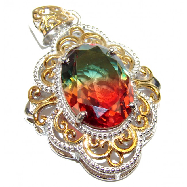 Deluxe oval cut Pink Tourmaline .925 Sterling Silver handmade Pendant