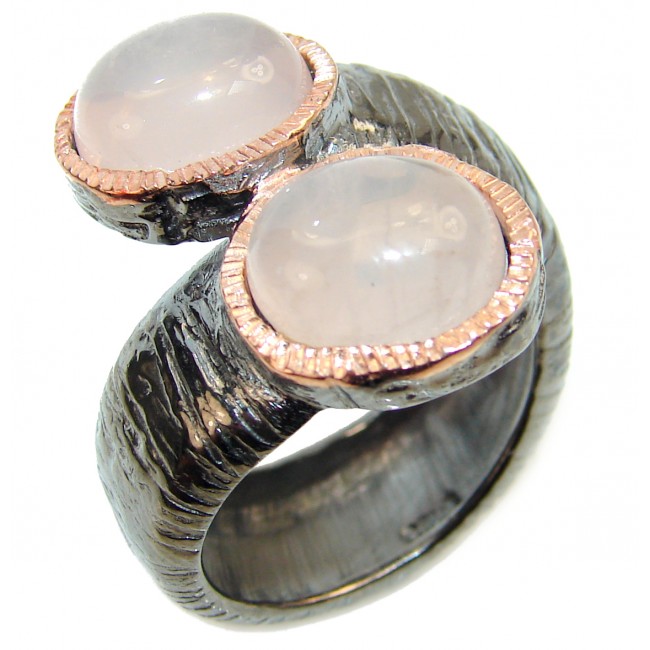 Large 22.2 carat Rose Quartz 18K Gold over .925 Sterling Silver brilliantly handcrafted ring s. 8