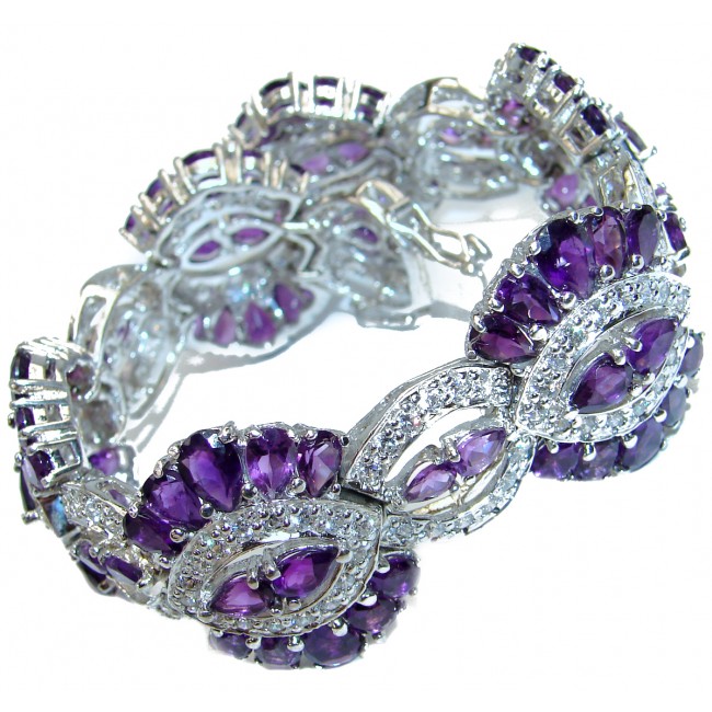 Luxurious Chunky Flawless Amethyst .925 Sterling Silver handcrafted Bracelet