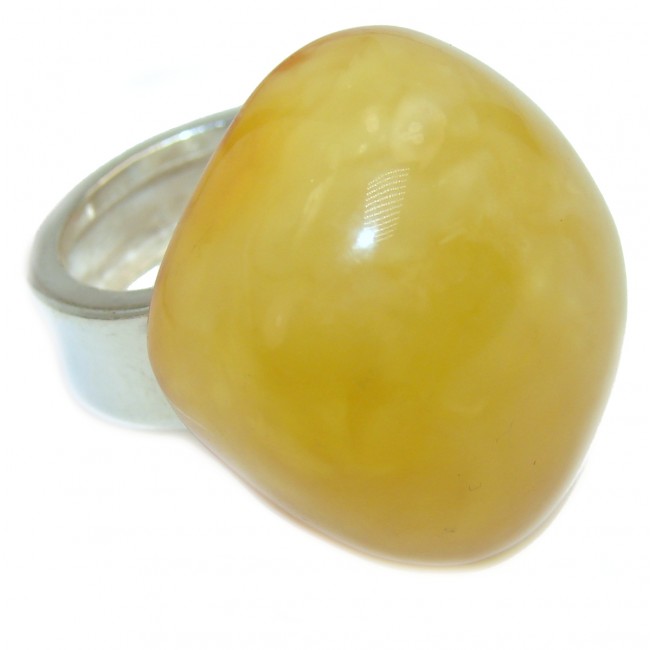 Best quality Butterscotch Baltic Amber .925 Sterling Silver handmade Ring size 8 adjustable