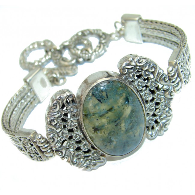 Green Ivy Moss Prehnite .925 Sterling Silver handcrafted Bracelet