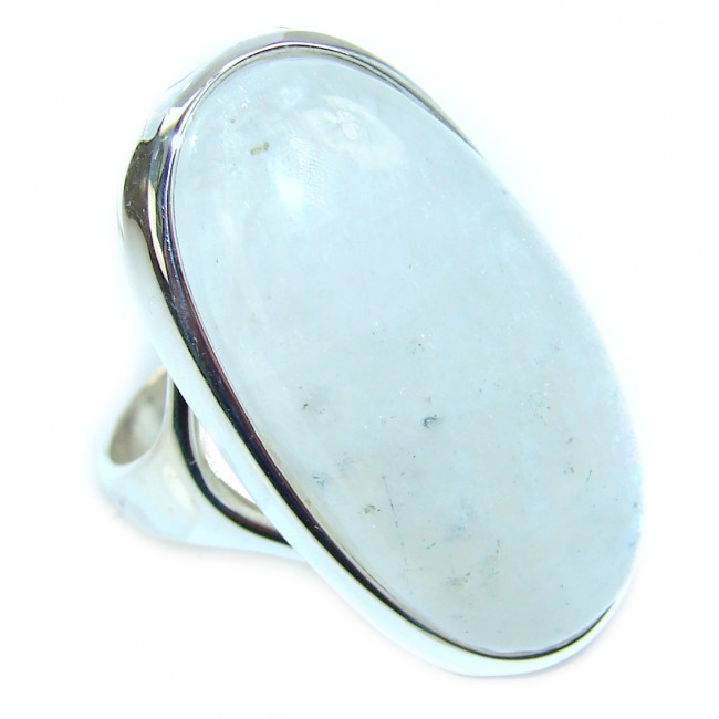 Genuine Fire Moonstone .925 Sterling Silver handcrafted ring size 8 1/4