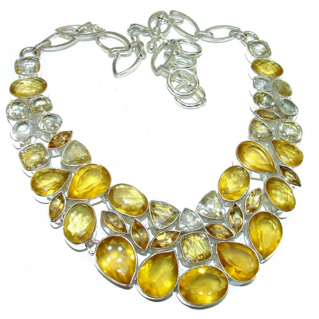 Nature inspired genuine Lemon Quartz .925 Sterling Silver handmade necklace