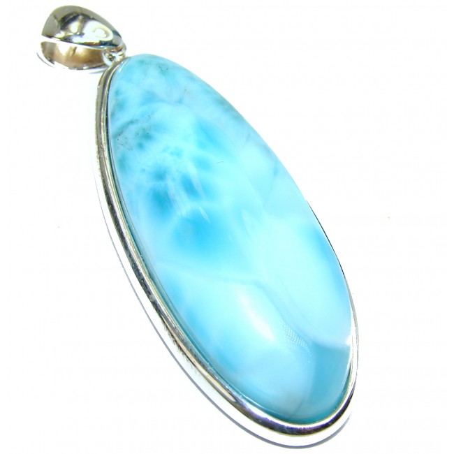 Precious Blue Larimar Pearl .925 Sterling Silver handmade pendant