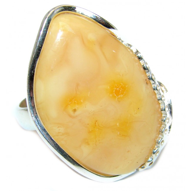 Best quality Butterscotch Baltic Amber .925 Sterling Silver handmade Ring size 8 adjustable
