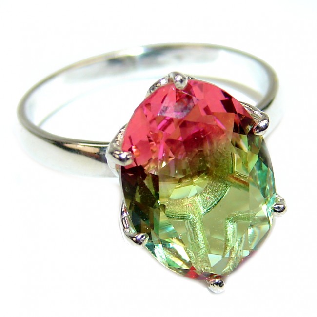 Oval cut 9.5 carat Volcanic Tourmaline .925 Sterling Silver handcrafted Ring s. 6 1/2