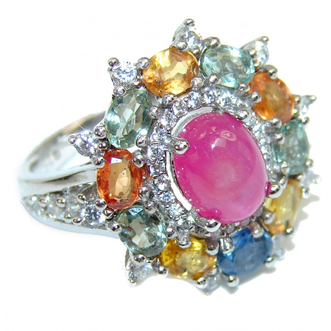 Special Star Ruby .925 Sterling Silver handmade ring s. 6