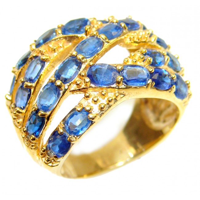 Authentic African Kyanite 14K Gold over .925 Sterling Silver handmade Ring s. 8