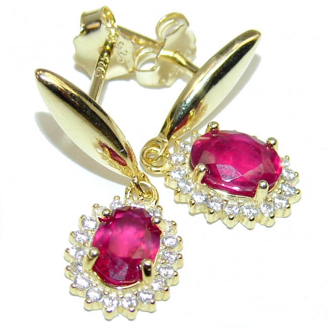 Vintage Design authentic Ruby 18K Gold over .925 Sterling Silver earrings