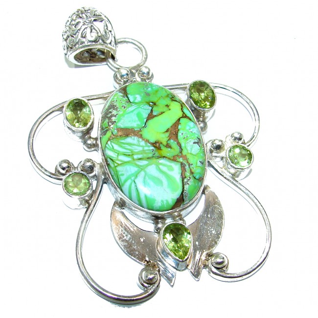 Green Turquoise .925 Sterling Silver handmade Pendant