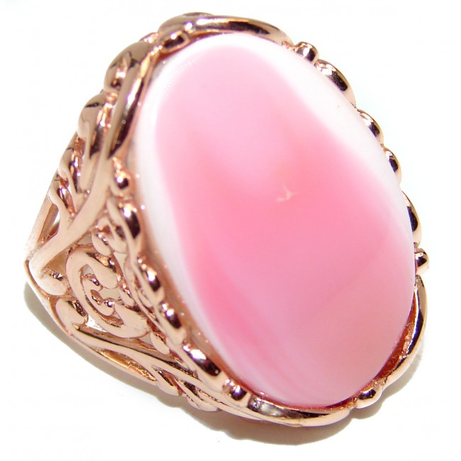 Best quality Pink Opal Garnet 18K Gold over .925 Sterling Silver handcrafted ring size 8