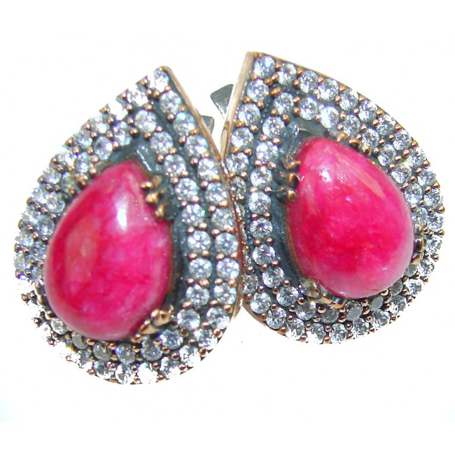 Vintage Design authentic Ruby 10 k Gold over .925 Sterling Silver earrings