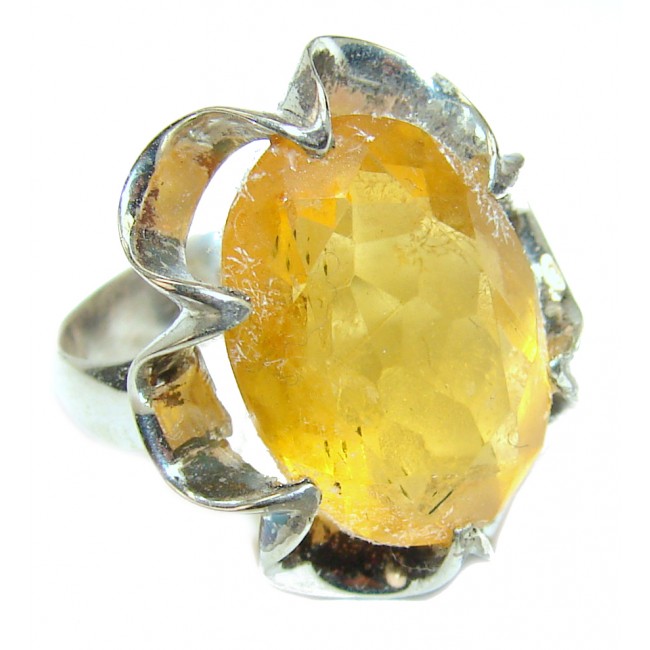Citrine .925 Sterling Silver handcrafted ring s. 7 1/4