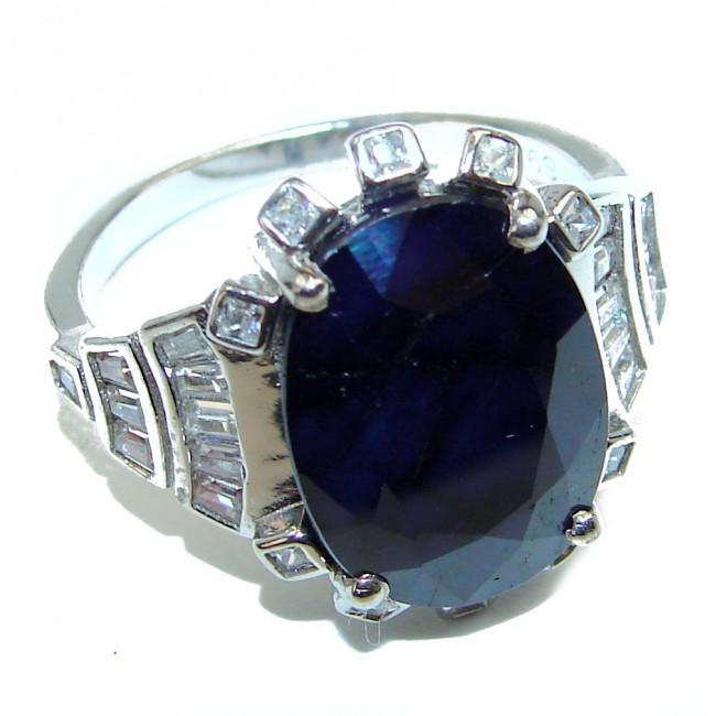 A MAGICAL Aura Authentic Sapphire .925 Sterling Silver handmade Ring s. 7 3/4