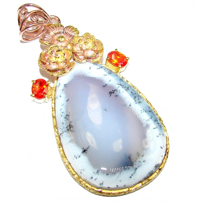 Perfect quality Dendritic Agate 14K Gold over .925 Sterling Silver handmade Pendant