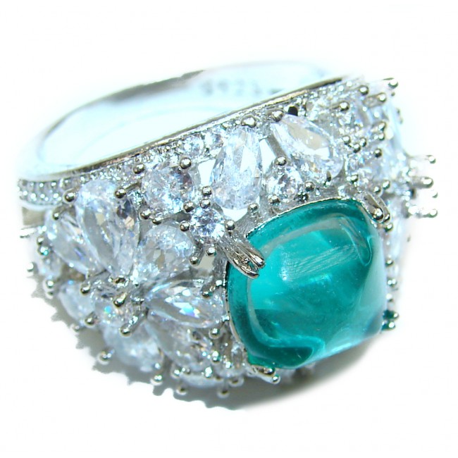 8.2 carat Paraiba Tourmaline .925 Sterling Silver handcrafted Statement Ring size 9 1/4