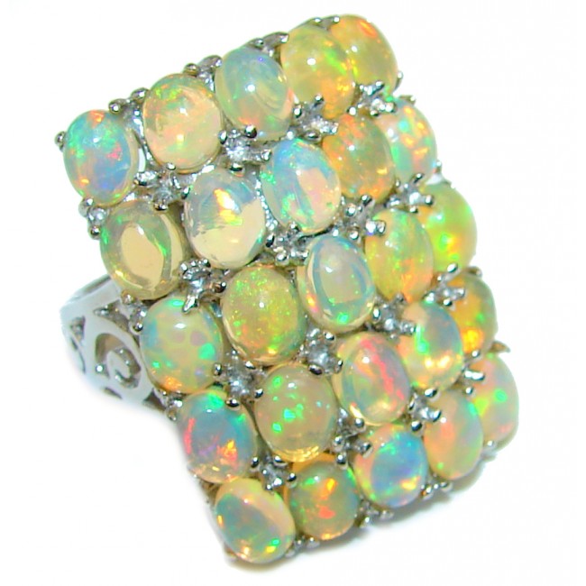 Dare to Dazzle Genuine Ethiopian Opal .925 Sterling Silver handmade Ring size 7