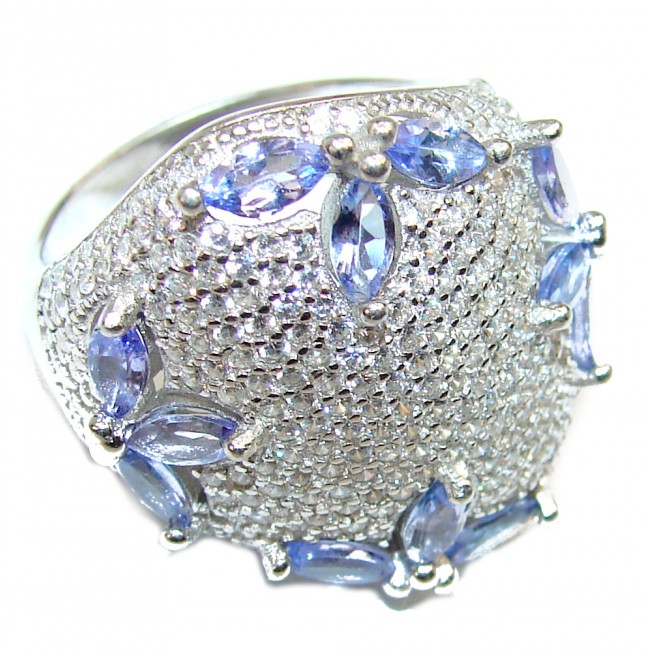 Stylish Authentic Tanzanite .925 Sterling Silver handmade Ring s. 7