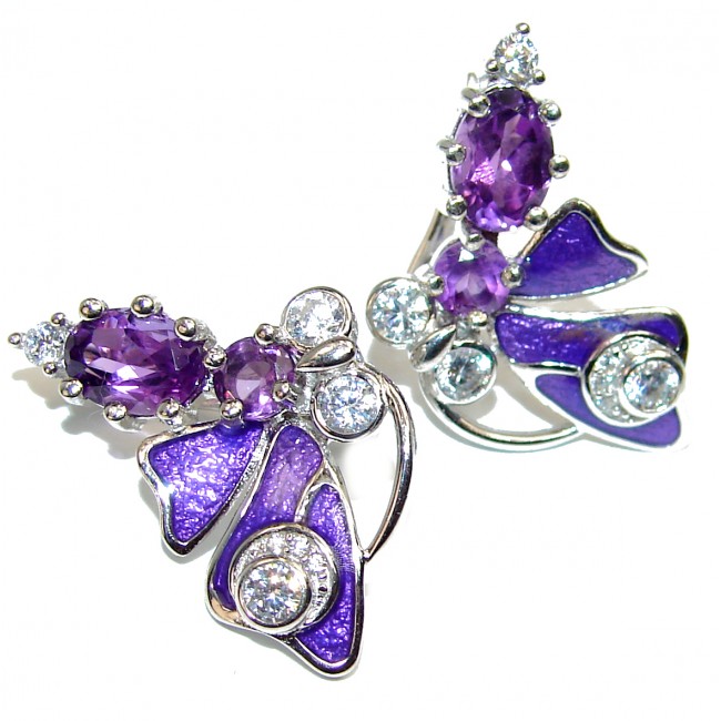 Luxury Authentic Amethyst .925 Sterling Silver handmade earrings