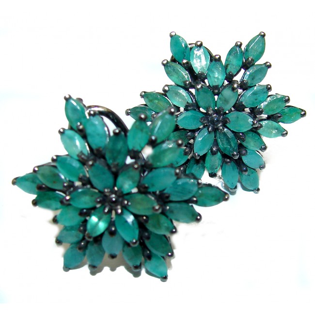 Sublime Emerald black rhodium over .925 Sterling Silver handmade earrings