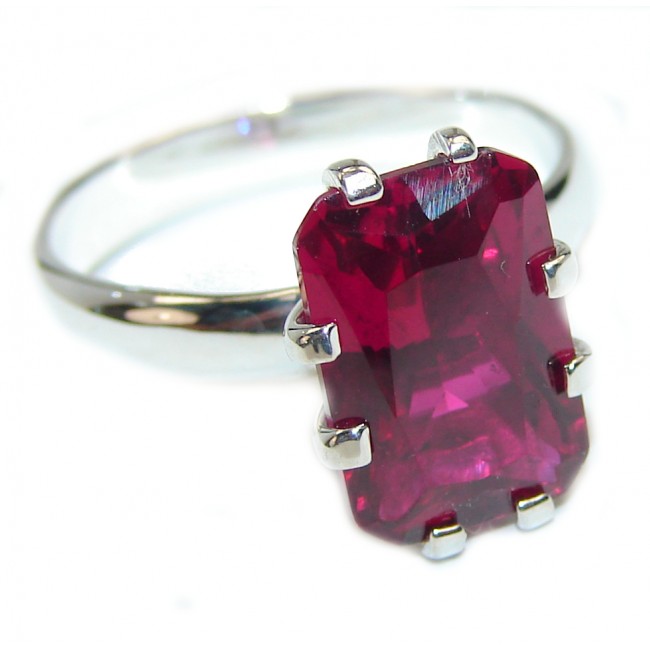 Precious Red Topaz .925 Sterling Silver Statement HUGE Ring s. 8