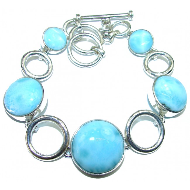 Caribbean best quality Blue Larimar .925 Sterling Silver handcrafted Bracelet