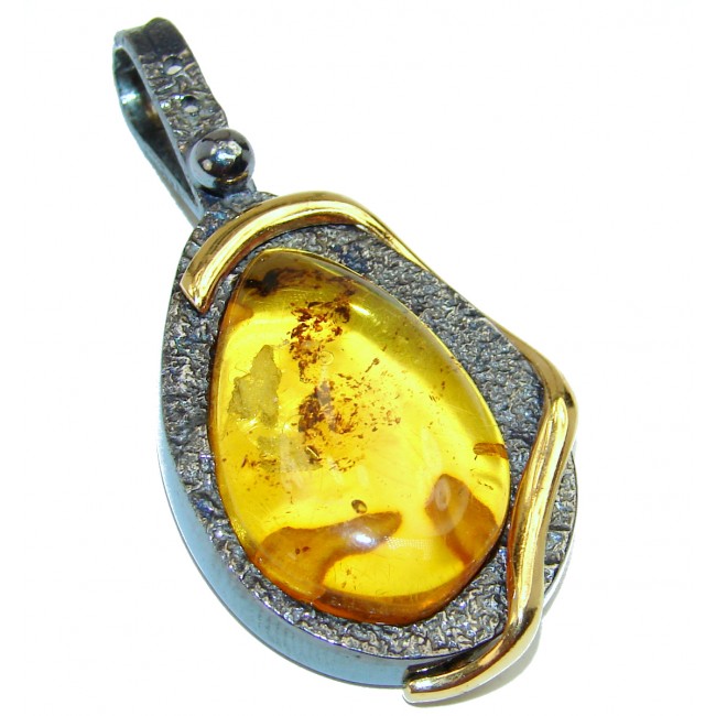 Huge Baltic Polish Amber Sterling Silver handcrafted pendant