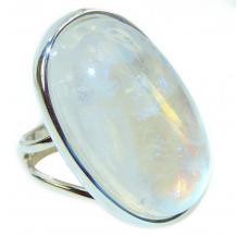 Genuine Fire Moonstone  .925 Sterling Silver handcrafted  ring size 7 adjustable