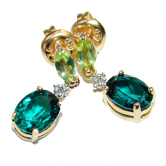 Fabulous Chrome Diopside 18K Gold over .925 Sterling Silver handcrafted earrings