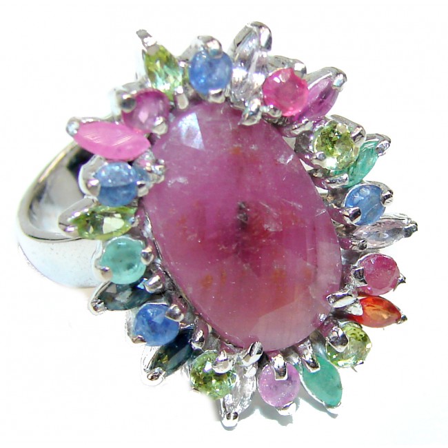 Spectacular Ruby .925 Sterling Silver handmade ring size 9
