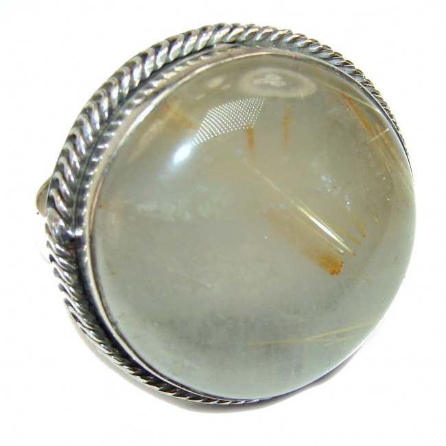 Best quality Golden Rutilated Quartz .925 Sterling Silver handcrafted Ring Size 11