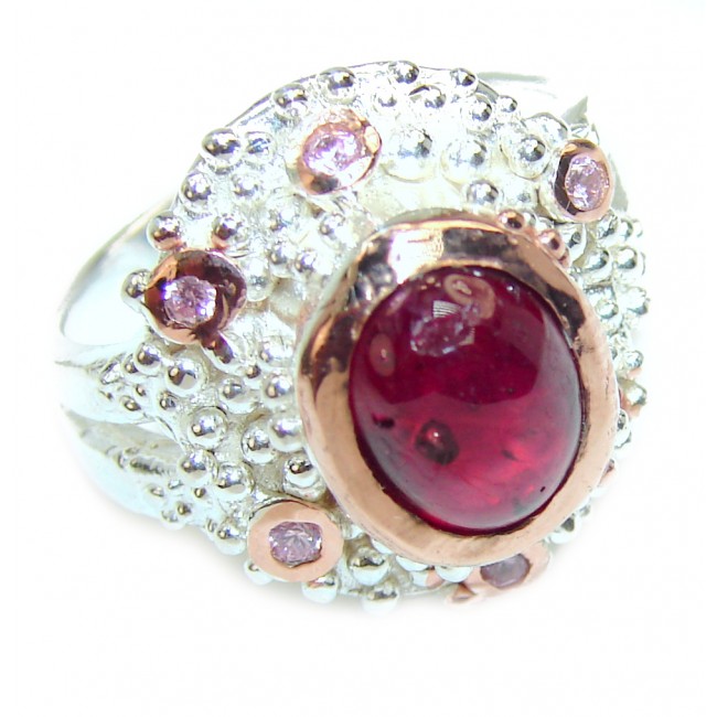 Spectacular Ruby .925 Sterling Silver handmade ring size 7