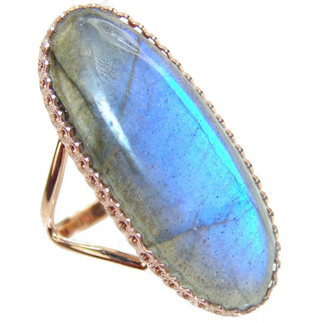 Perfect faceted Labradorite 14K Gold over .925 Sterling Silver handmade Ring s. 10 1/4