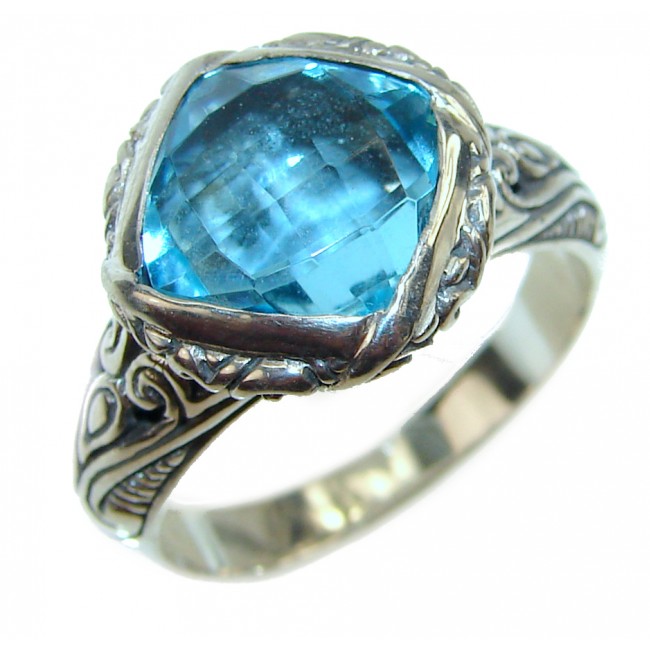 Swiss Blue Topaz .925 Sterling Silver handmade Ring size 9