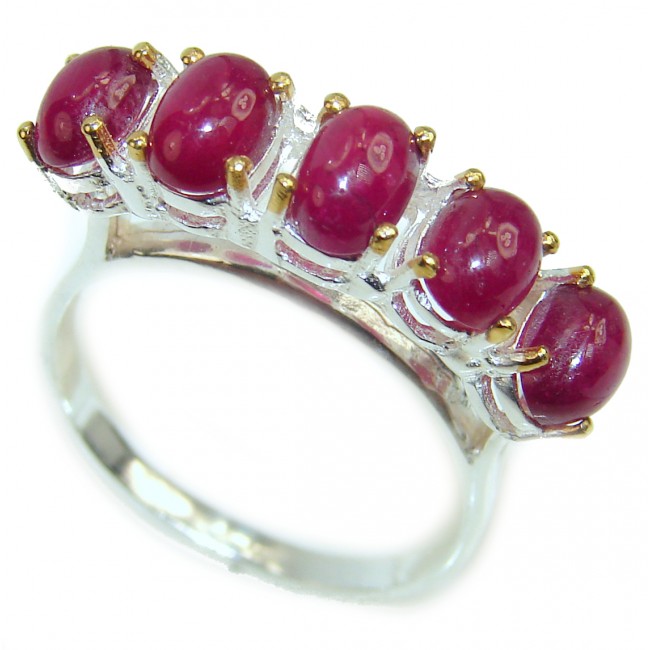 Red Ruby .925 Sterling Silver handmade Cocktail Ring s. 8