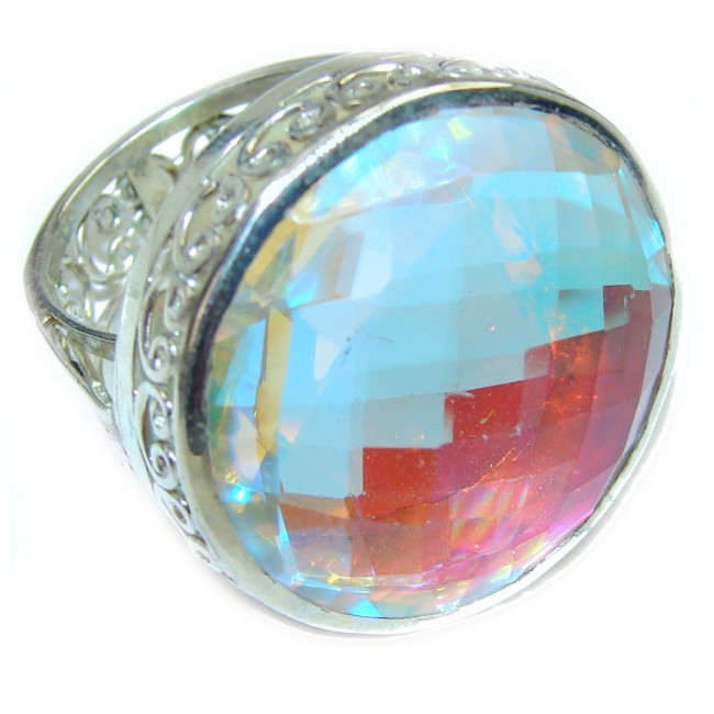 LARGE Great Beauty Opalite Sterling Silver ring s. 10