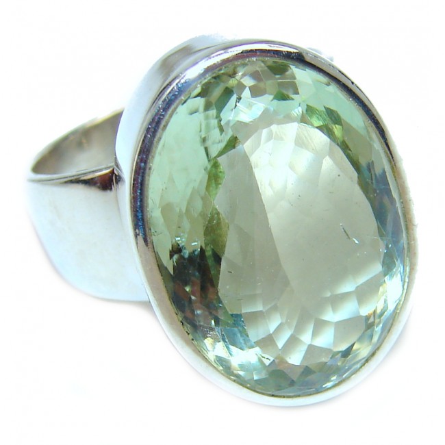 Best quality Green Amethyst .925 Sterling Silver handcrafted Ring Size 8 3/4