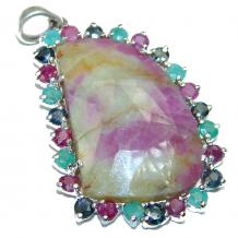 Spectacular  Red Ruby .925  Sterling Silver handcrafted  Pendant