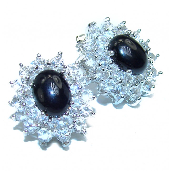 Egyptian Night natural Sapphire .925 Sterling Silver earrings