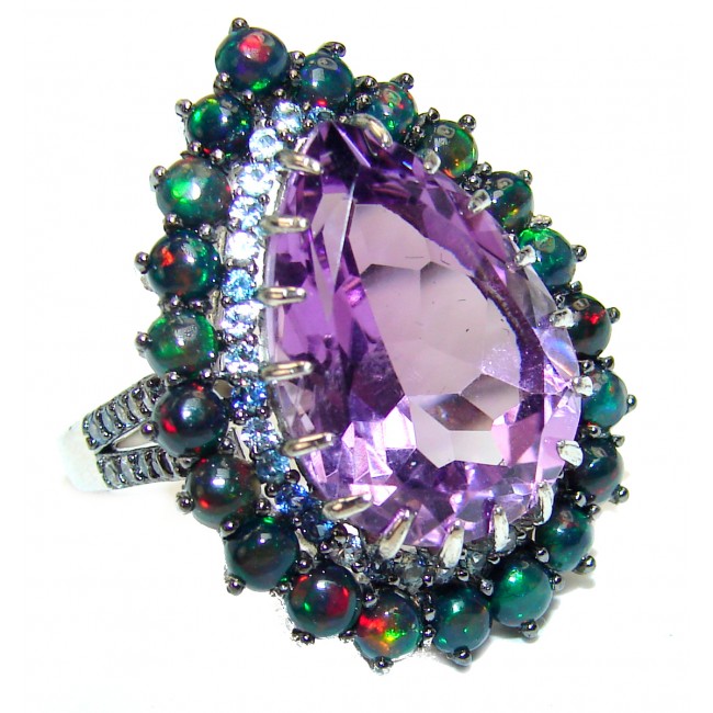 Vintage Style 15.2 carat Amethyst .925 Sterling Silver handmade Cocktail Ring s. 9