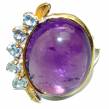 Purple Beauty 20.5 carat  authentic Amethyst  .925 Sterling Silver Ring size 8 3/4
