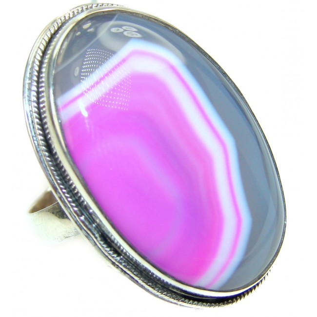Top Quality Botswana Agate .925 Sterling Silver hancrafted Ring s. 11