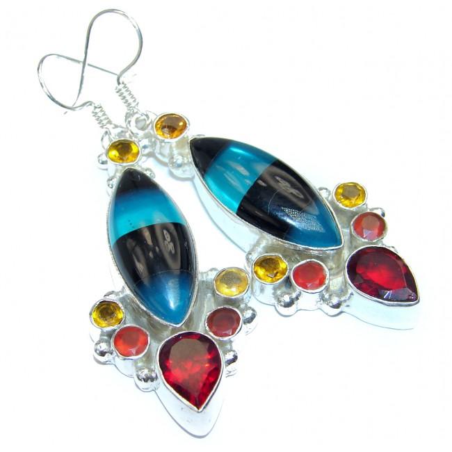 Handcrafted In Mexico Dichroic Glass .925 Sterling Silver handcrafted earrings