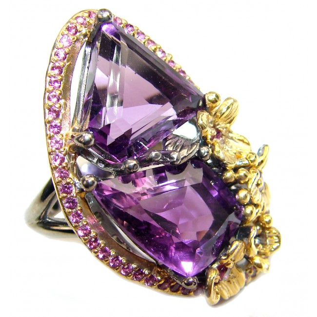 Purple Beauty authentic Amethyst black rhodium over .925 Sterling Silver Ring size 7 1/4