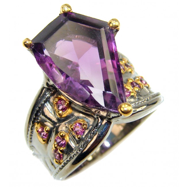 Purple Beauty authentic Amethyst black rhodium over .925 Sterling Silver Ring size 7 1/4