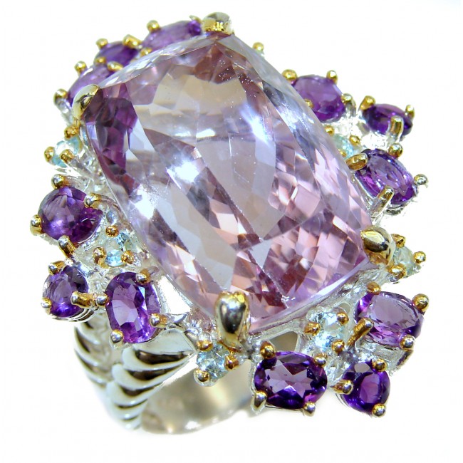 Incredible Ametrine 2 tones .925 Sterling Silver handcrafted Ring s. 9